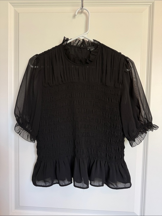 Ann Taylor Other - Ann Taylor Black Pleated Semi-Sheer Peplum Top | WORN TWICE